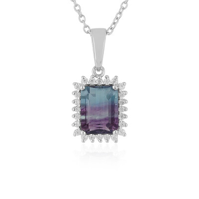 Collier en argent et Fluorite multicolore