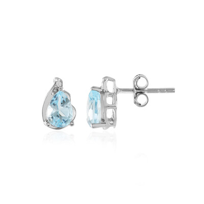 Boucles d'oreilles en argent et Topaze bleu ciel