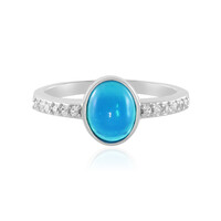 Bague en argent et Opale bleue d'Éthiopie