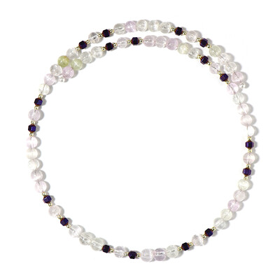 Collier ras du cou en acier et Kunzite du Brésil (Riya)