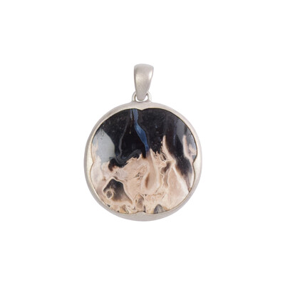 Pendentif en argent et Bois de palmier fossilisé