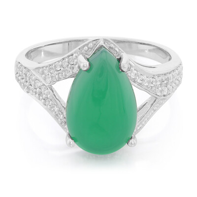 Bague en argent et Calcédoine verte