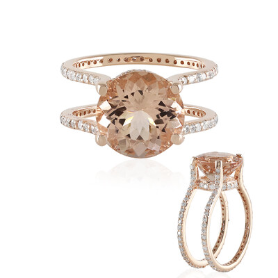 Bague en or et Morganite pêche AAA (de Melo)