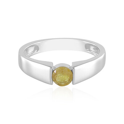 Bague en argent et Saphir jaune de Madagascar