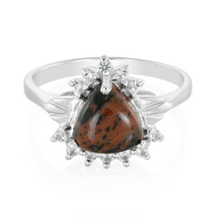 Bague en argent et Obsidienne acajou