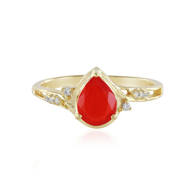 Bague en argent et Opale rouge d'Éthiopie