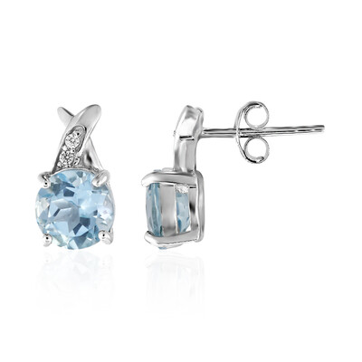 Boucles d'oreilles en argent et Topaze bleu ciel