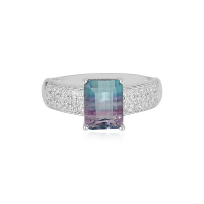 Bague en argent et Fluorite multicolore