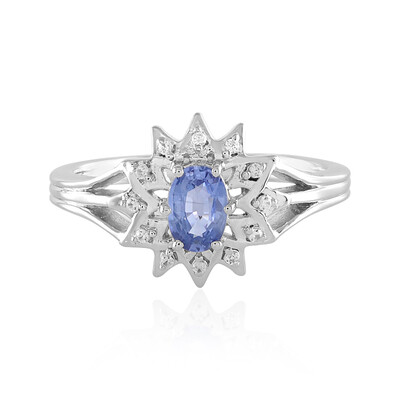 Bague en argent et Saphir bleu de Ceylan non chauffé