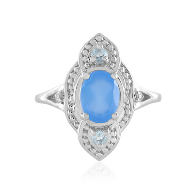 Bague en argent et Calcédoine bleue