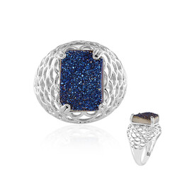 Bague en argent et Agate scintillante bleue