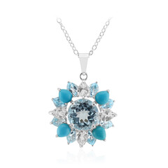 Collier en argent et Topaze bleu ciel