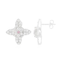 Boucles d'oreilles en argent et Saphir rose de Ceylan