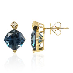 Boucles d'oreilles en or et Topaze bleu de Londres