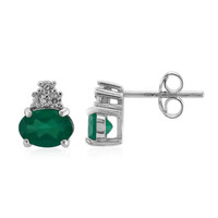 Boucles d'oreilles en argent et Agate verte