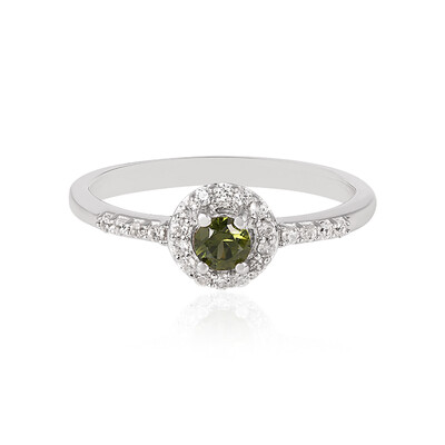 Bague en argent et Zircon de Ceylan vert (MONOSONO COLLECTION)