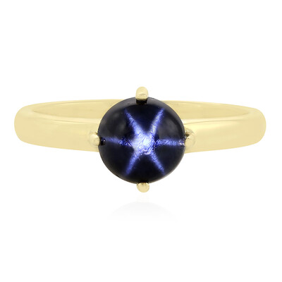 Bague en or et Saphir étoilé bleu