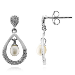 Boucles d'oreilles en argent et Perle blanche de culture d'eau douce