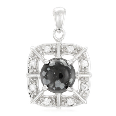 Pendentif en argent et Obsidienne Flocon-de-Neige