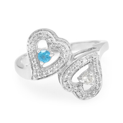 Bague en argent et Apatite bleu néon