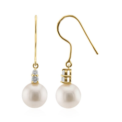 Boucles d'oreilles en or et Perle blanche de culture d'eau douce (TPC)