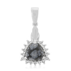 Pendentif en argent et Obsidienne Flocon-de-Neige