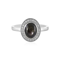 Bague en argent et Saphir étoilé noir