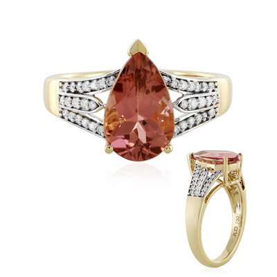 Bague en or et Tourmaline du Brésil couleur pêche (D'vyere)