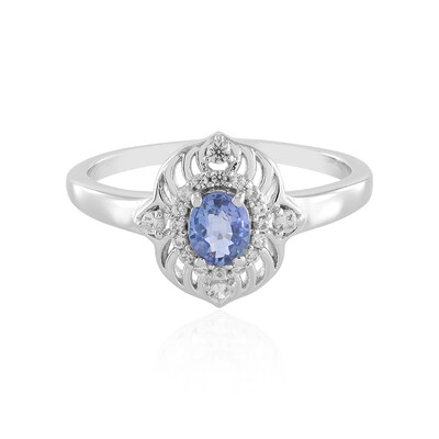 Bague en argent et Saphir bleu de Ceylan