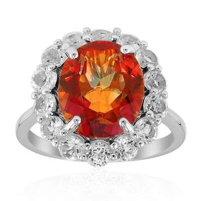 Bague en argent et Quartz mystique orange