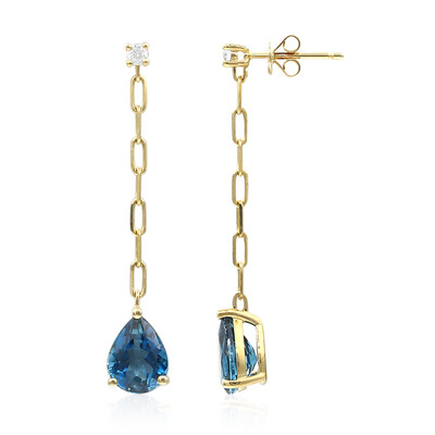 Boucles d'oreilles en or et Topaze bleu de Londres