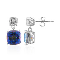 Boucles d'oreilles en argent et Quartz mystique bleu