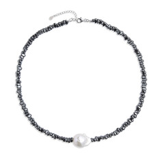 Collier en argent et Perle blanche de culture d'eau douce