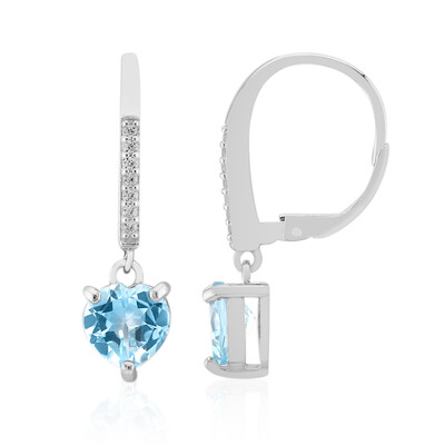 Boucles d'oreilles en argent et Topaze bleu ciel