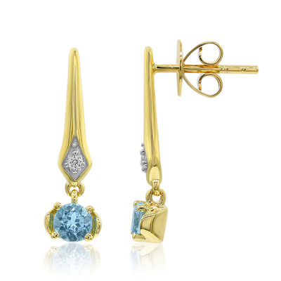 Boucles d'oreilles en or et Aigue-Marine Santa Maria