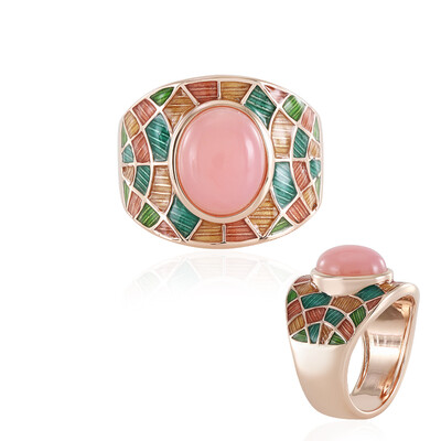 Bague en argent et Opale rose