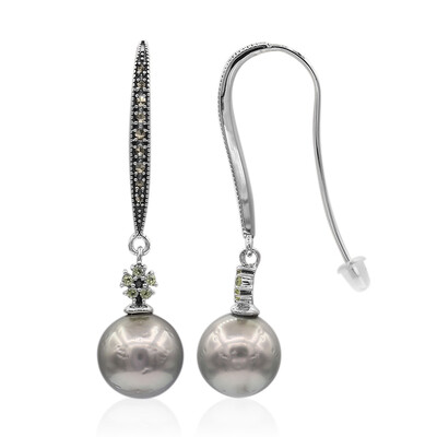 Boucles d'oreilles en argent et Perle de culture de Tahiti (Annette classic)