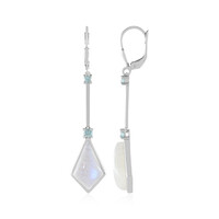 Boucles d'oreilles en argent et Pierre de lune bleue (KM by Juwelo)