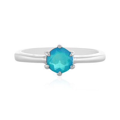 Bague en argent et Opale bleue d'Éthiopie