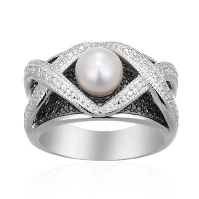 Bague en argent et Perle blanche de culture d'eau douce