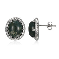 Boucles d'oreilles en argent et Agate mousse