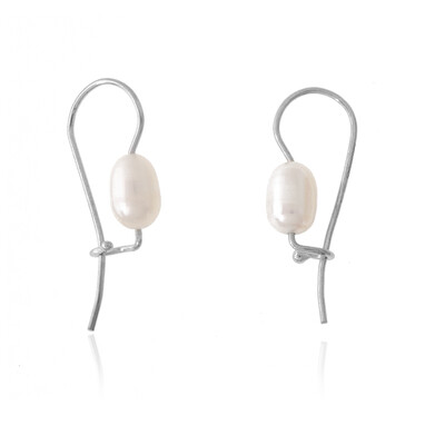 Boucles d'oreilles en argent et Perle de culture d'eau douce (Joias do Paraíso)