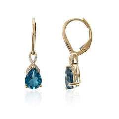 Boucles d'oreilles en or et Topaze bleu de Londres