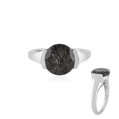 Bague en argent et Quartz rutile noir