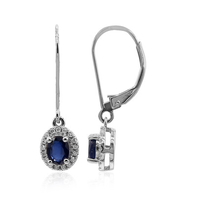 Boucles d'oreilles en or et Saphir bleu de Ceylan