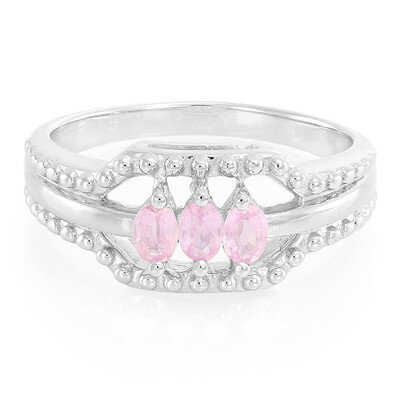 Bague en argent et Saphir rose de Ceylan