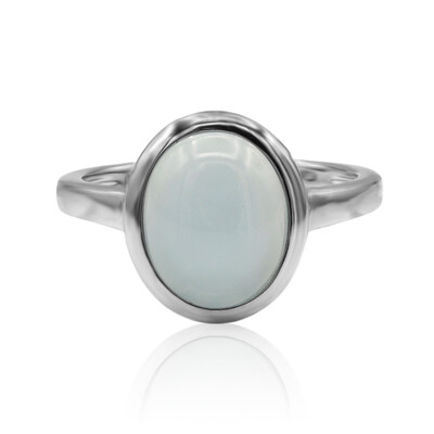 Bague en argent et Calcédoine bleue (MONOSONO COLLECTION)