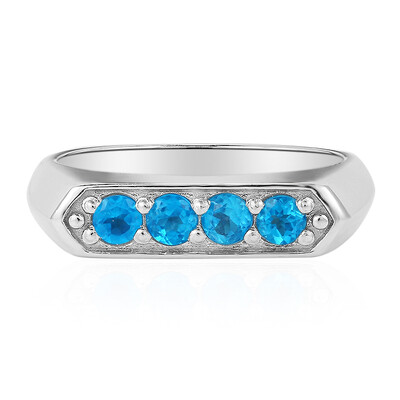 Bague en argent et Apatite bleu néon