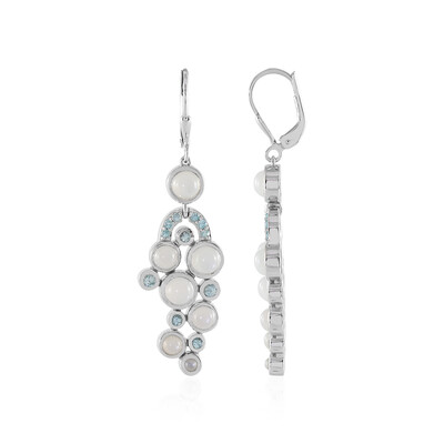 Boucles d'oreilles en argent et Pierre de Lune blanche (KM by Juwelo)