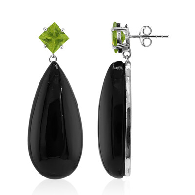 Boucles d'oreilles en argent et Onyx noir